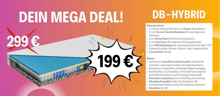 db-deals24 db Hybrid Taschenfederkern Matratze 90x200 cm
