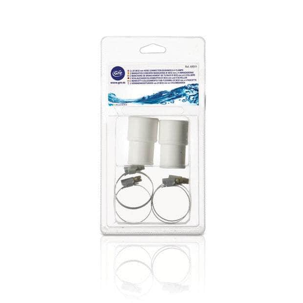 db-deals24 GRE Schlauchverbinder 2 x Ø 38mm auf Ø 32mm + 4 Schlauchschellen AR511