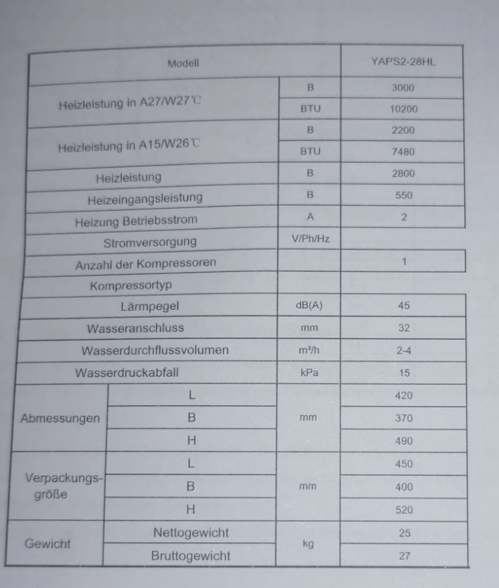 db-deals24 INTERLINE Mini Wärmepumpe Pro 2.8 KW für 12m³ Pools - R32 Pro Line