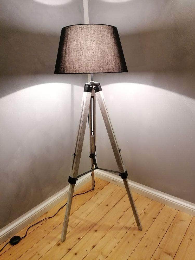 db-deals24 Lampe Stehleuchte Holzfuß