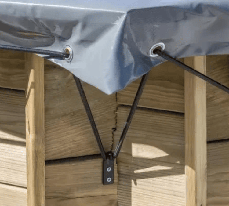 db-deals24 Poolabdeckung GRE Winterabdeckung für Sunbay & Bali Holzpools Ø 444 cm – 580 g/m²