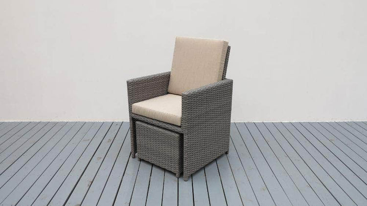 db-deals24 Rattan Sitzgarnitur Cube, 6 Personen Grau/Beige