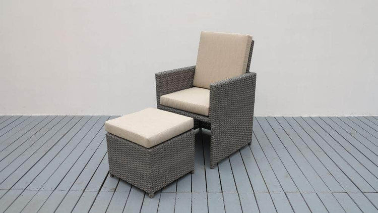 db-deals24 Rattan Sitzgarnitur Cube, 6 Personen Grau/Beige