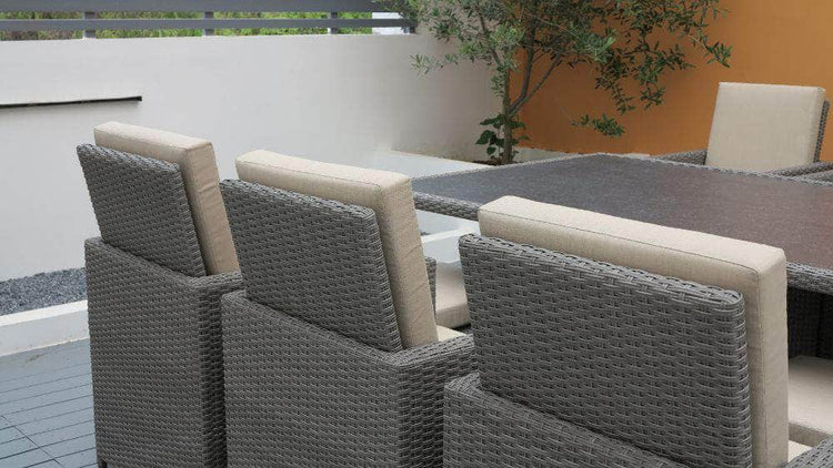 db-deals24 Rattan Sitzgarnitur Cube, 6 Personen Grau/Beige