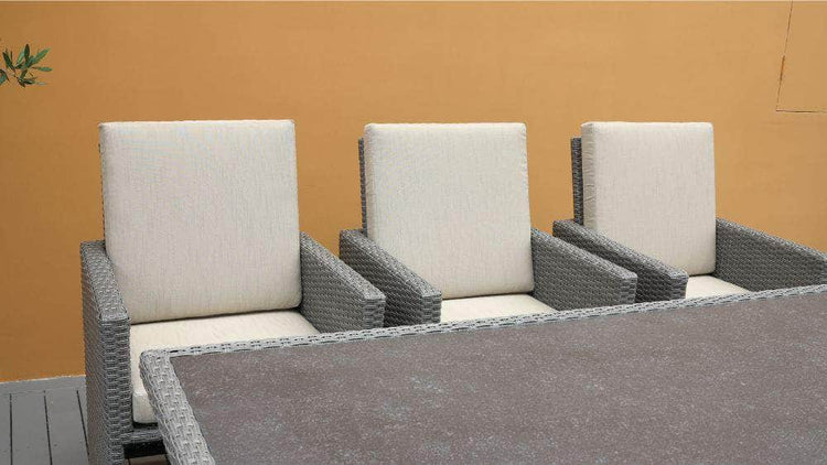 db-deals24 Rattan Sitzgarnitur Cube, 6 Personen Grau/Beige