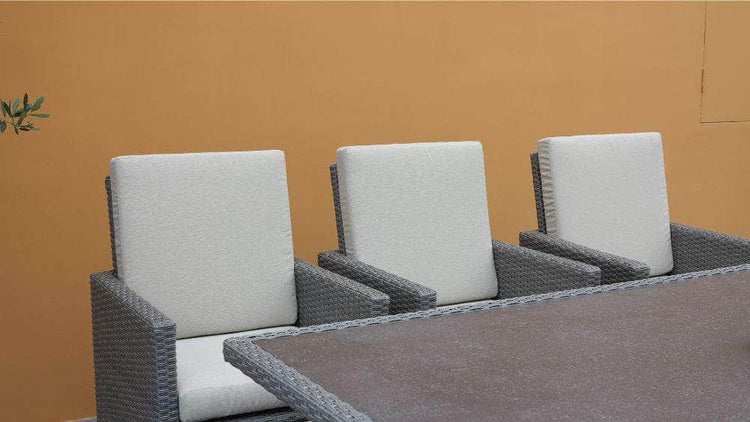 db-deals24 Rattan Sitzgarnitur Cube, 6 Personen, Grau/Haferflocke