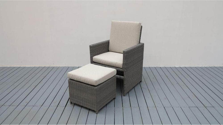 db-deals24 Rattan Sitzgarnitur Cube, 6 Personen, Grau/Haferflocke