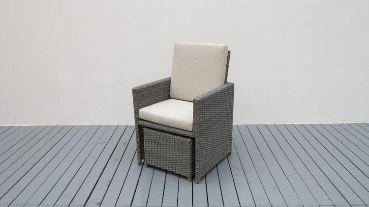 db-deals24 Rattan Sitzgarnitur Cube, 6 Personen, Grau/Haferflocke