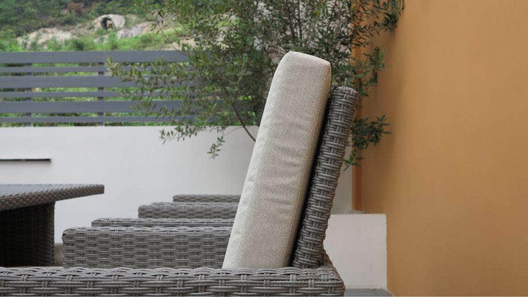 db-deals24 Rattan Sitzgarnitur Cube, 6 Personen, Grau/Haferflocke