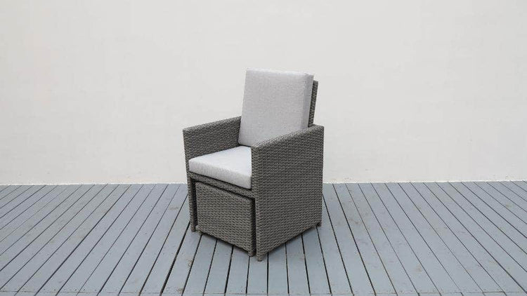 db-deals24 Rattan Sitzgarnitur Cube, 6 Personen, Grau/Hellgrau
