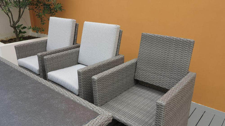 db-deals24 Rattan Sitzgarnitur Cube, 6 Personen, Grau/Hellgrau