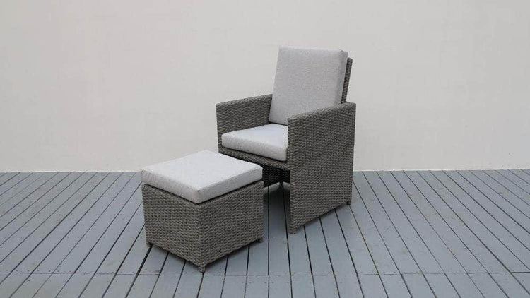 db-deals24 Rattan Sitzgarnitur Cube, 6 Personen, Grau/Hellgrau