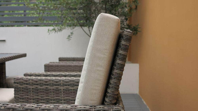 db-deals24 Rattan Sitzgarnitur Cube, 6 Personen, Mixgrau/Haferflocke