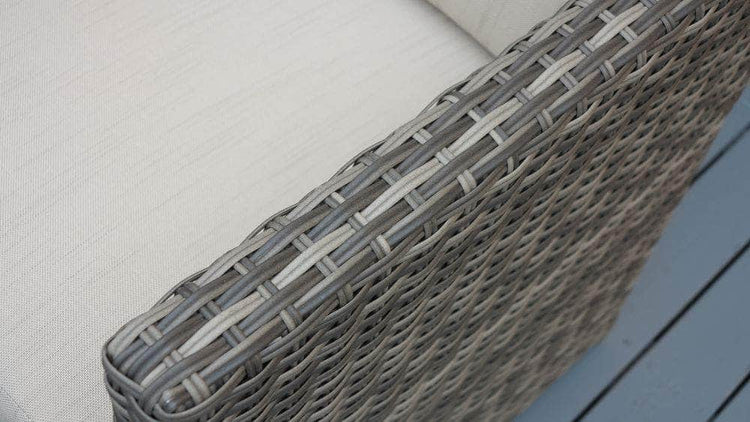 db-deals24 Rattan Sitzgarnitur Cube, 6 Personen, Mixgrau/Haferflocke