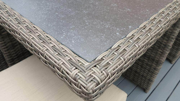 db-deals24 Rattan Sitzgarnitur Cube, 6 Personen, Mixgrau/Haferflocke