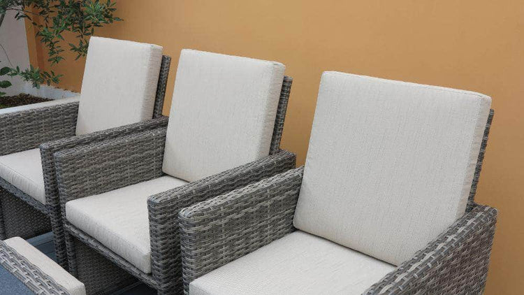 db-deals24 Rattan Sitzgarnitur Cube, 6 Personen, Mixgrau/Haferflocke