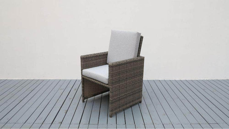 db-deals24 Rattan Sitzgarnitur Cube, 6 Personen, Mixgrau/Hellgrau