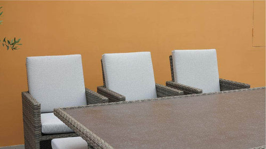 db-deals24 Rattan Sitzgarnitur Cube, 6 Personen, Mixgrau/Hellgrau