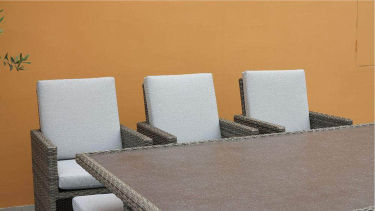 db-deals24 Rattan Sitzgarnitur Cube, 6 Personen, Mixgrau/Hellgrau