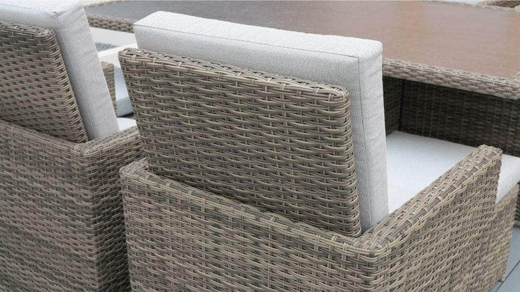 db-deals24 Rattan Sitzgarnitur Cube, 6 Personen, Mixgrau/Hellgrau