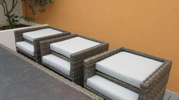 db-deals24 Rattan Sitzgarnitur Cube, 6 Personen, Mixgrau/Hellgrau