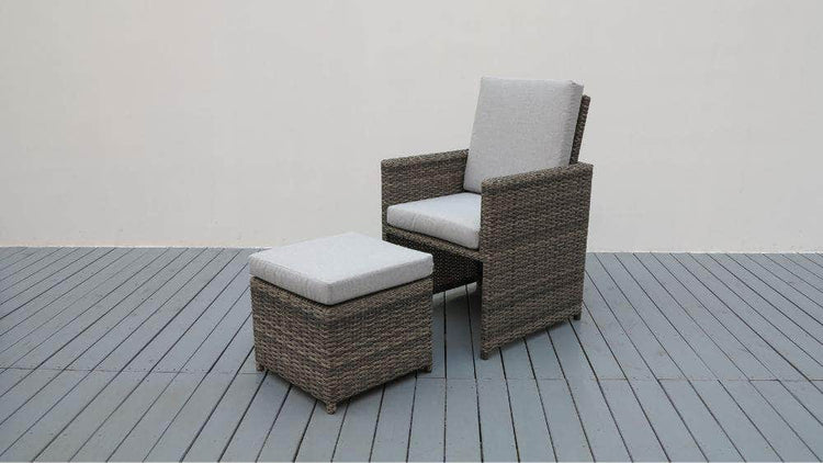 db-deals24 Rattan Sitzgarnitur Cube, 6 Personen, Mixgrau/Hellgrau