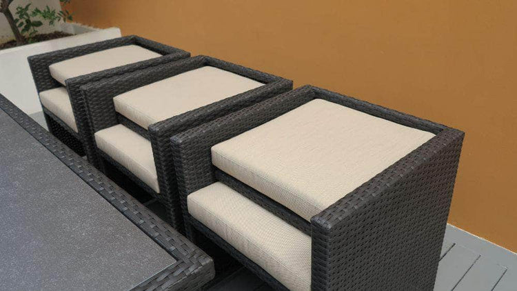 db-deals24 Rattan Sitzgarnitur Cube, 6 Personen, Schwarz/Beige