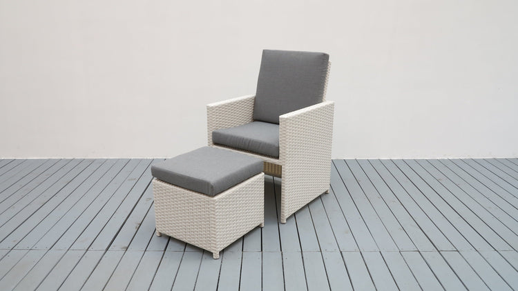 db-deals24 Rattan Sitzgarnitur Cube, 6 Personen, Weiß/Dunkelgrau