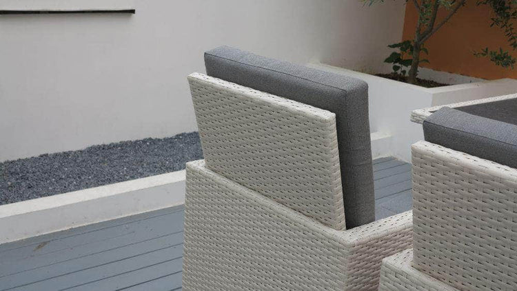 db-deals24 Rattan Sitzgarnitur Cube, 6 Personen, Weiß/Dunkelgrau