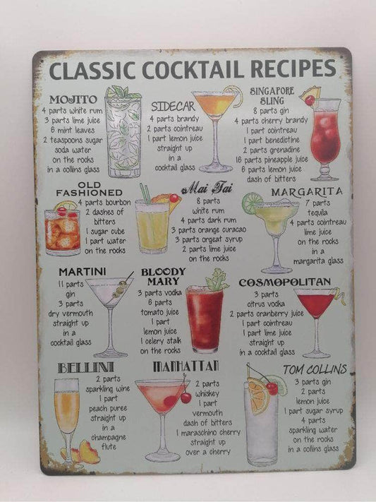 db-deals24 Retro Schild Classic Coctail Recipe
