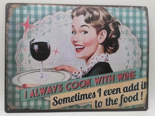 db-deals24 Retro Schild Cook With Wine