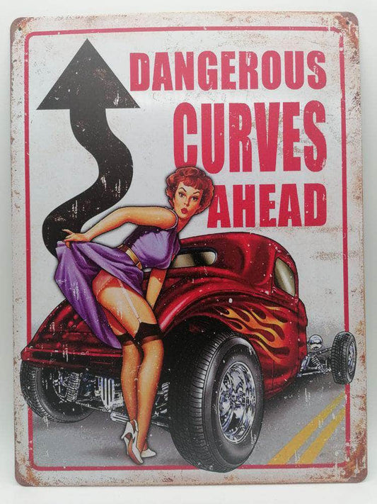 db-deals24 Retro Schild Dangerous Curves
