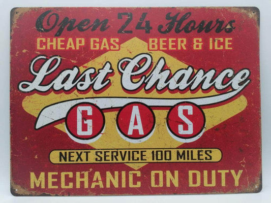 db-deals24 Retro Schild Last Chance Gas