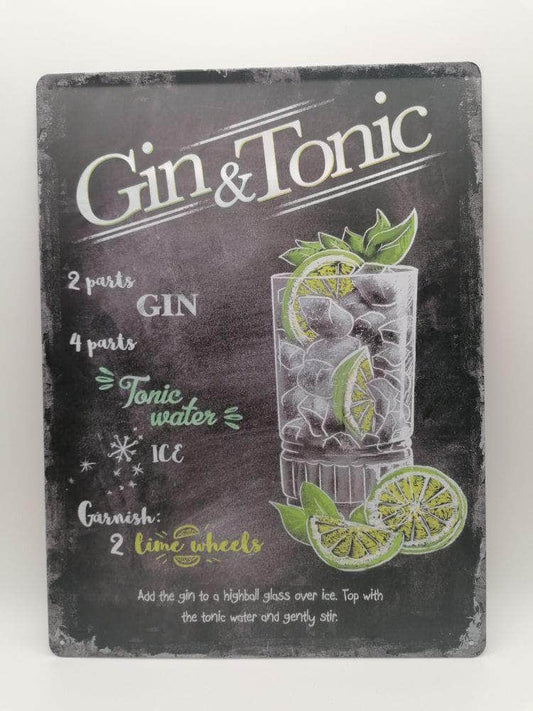 db-deals24 Retro Schild schwarz Gin Tonic