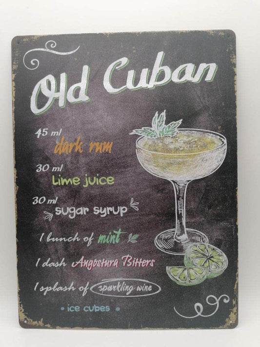 db-deals24 Retro Schild schwarz Old Cuban