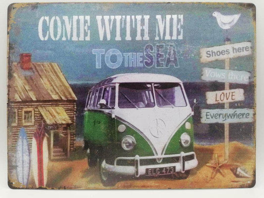 db-deals24 Retro Schild VW T1 Come With Me
