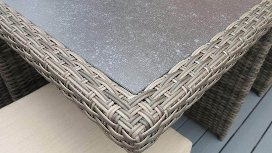 db-deals24 Rattan Sitzgarnitur Cube, 6 Personen, Mixgrau/Beige