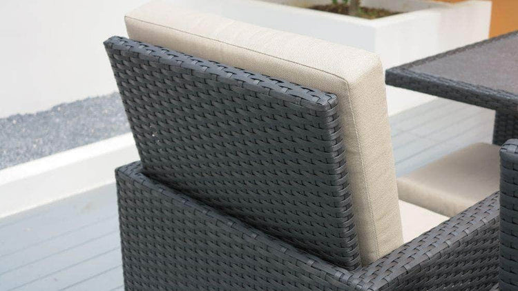 db-deals24 Rattan Sitzgarnitur Cube, 6 Personen, Schwarz/Beige